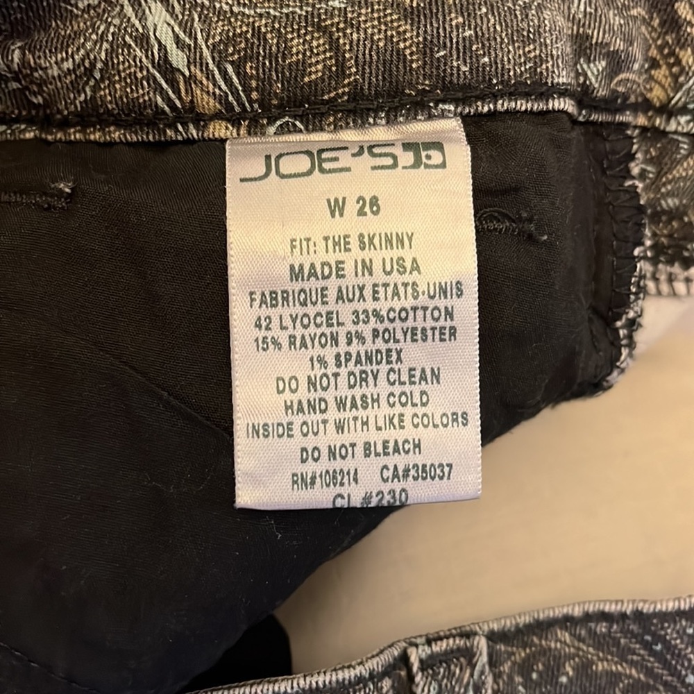 JOE’S JEANS Baroque Print The Skinny Stretch Patterned Jean- Size 26 - Picture 7 of 12